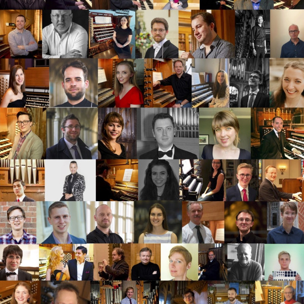 Head shots of the organists participating in 2021 Bach-a-thon